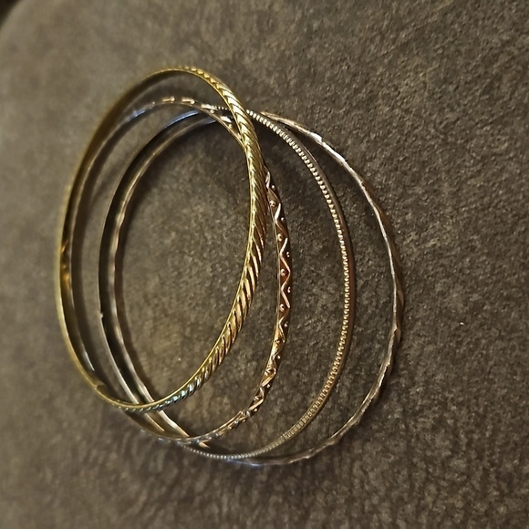 3/$20 Set of Four Textured Bangle Bracelets - Picture 2 of 6